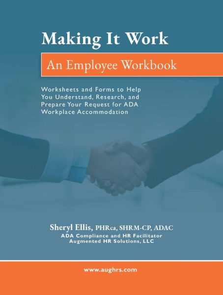 The Making It Work employee workbook cover is blue, with a background image showing two hands in a handshake.